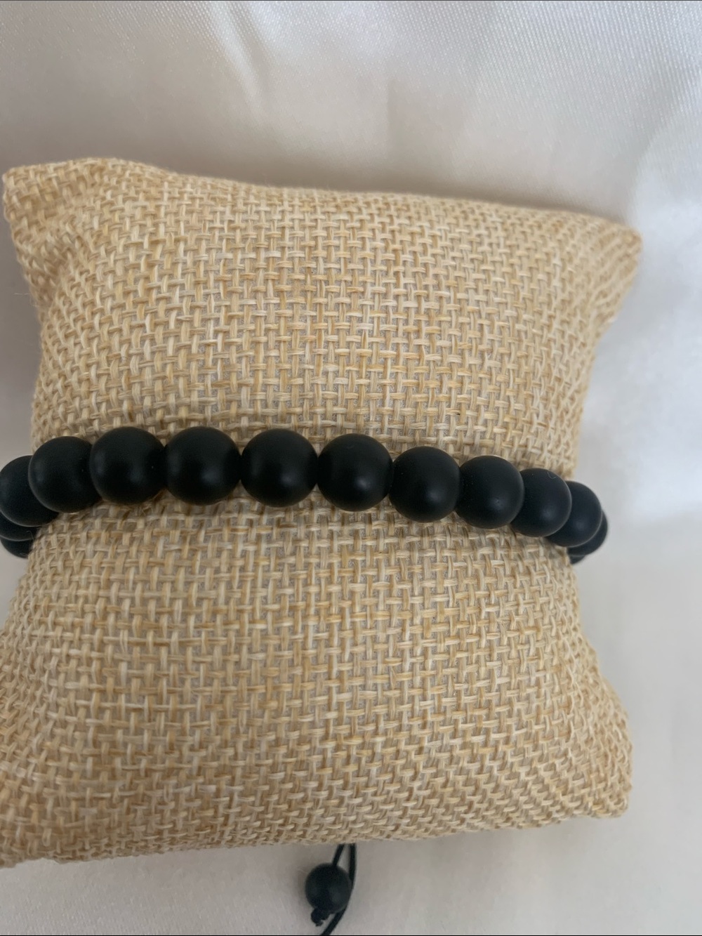 Genuine Onyx Beaded Bracelet - Elegant w Adjustable Cord